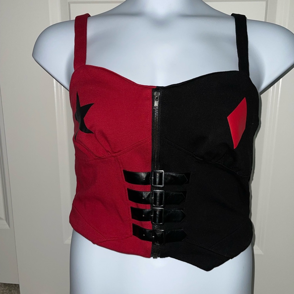 DC Comics The Su!c!de Squad Harley Quinn Zip Front Bustier Top